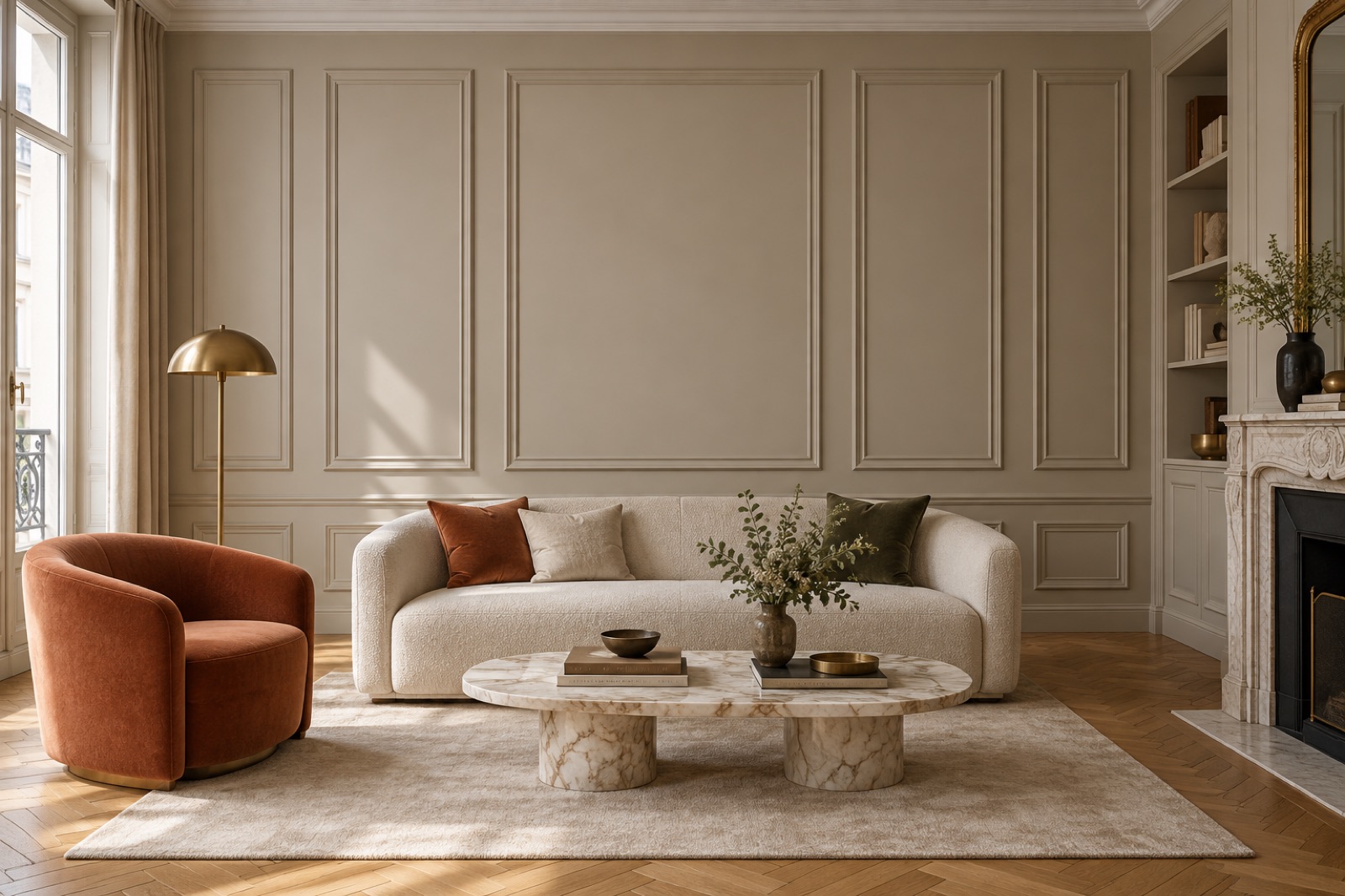 Illustration d’un mur mouluré, style art déco