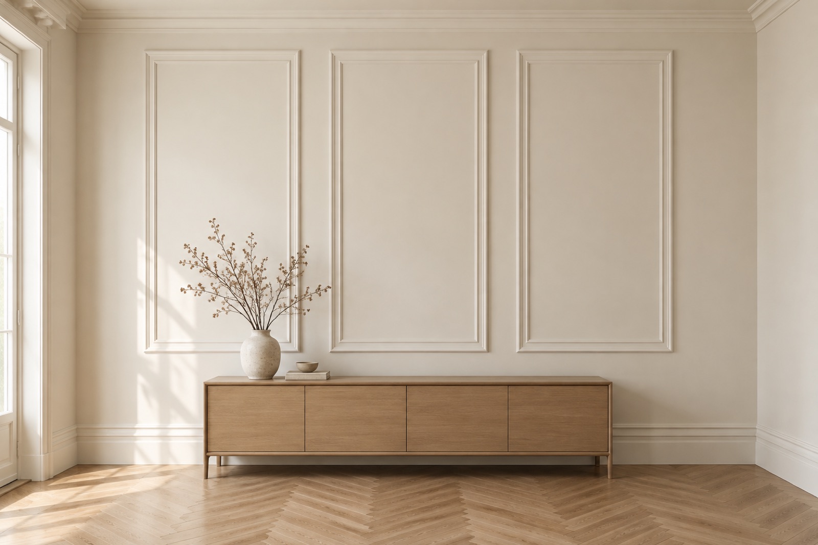 Illustration d’un mur mouluré, style classique