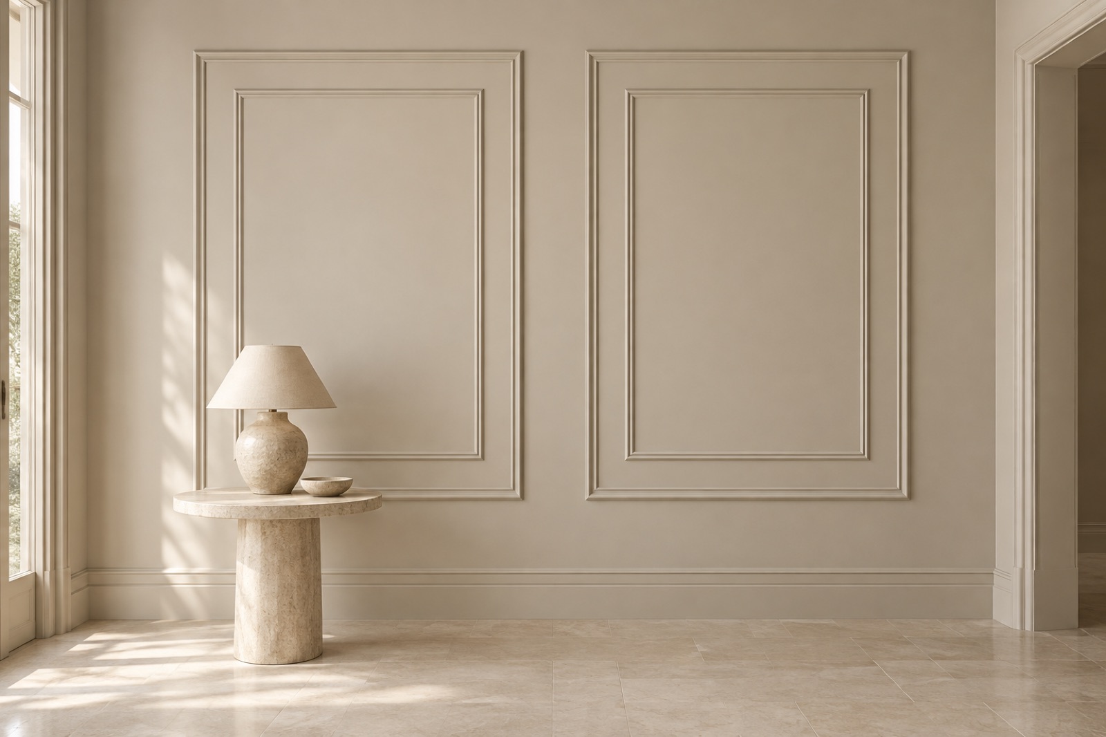 Illustration d’un mur mouluré, style double cadre